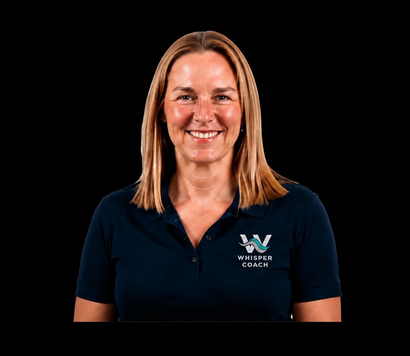 Dr. Carla Edwards wearing a Whisper Coach shirt